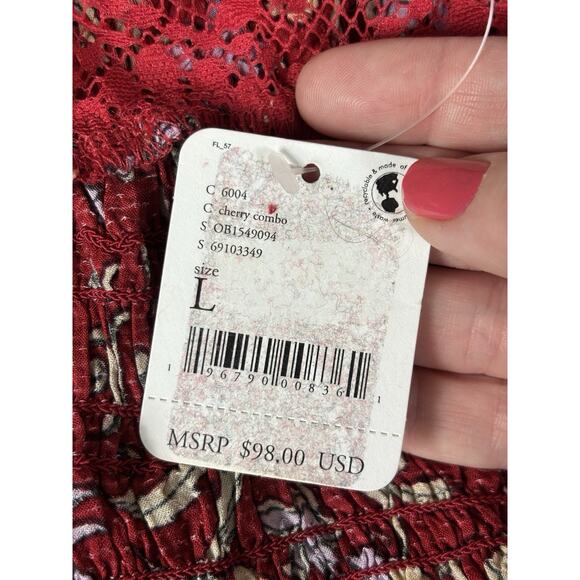 Intimately Free People Last Night Mini Dress Red Yellow Floral Size Large - Picture 4 of 15